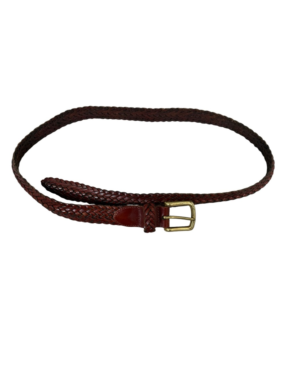 Vintage Coach British Tan Braided Leather Belt Brass Buckle Size 36